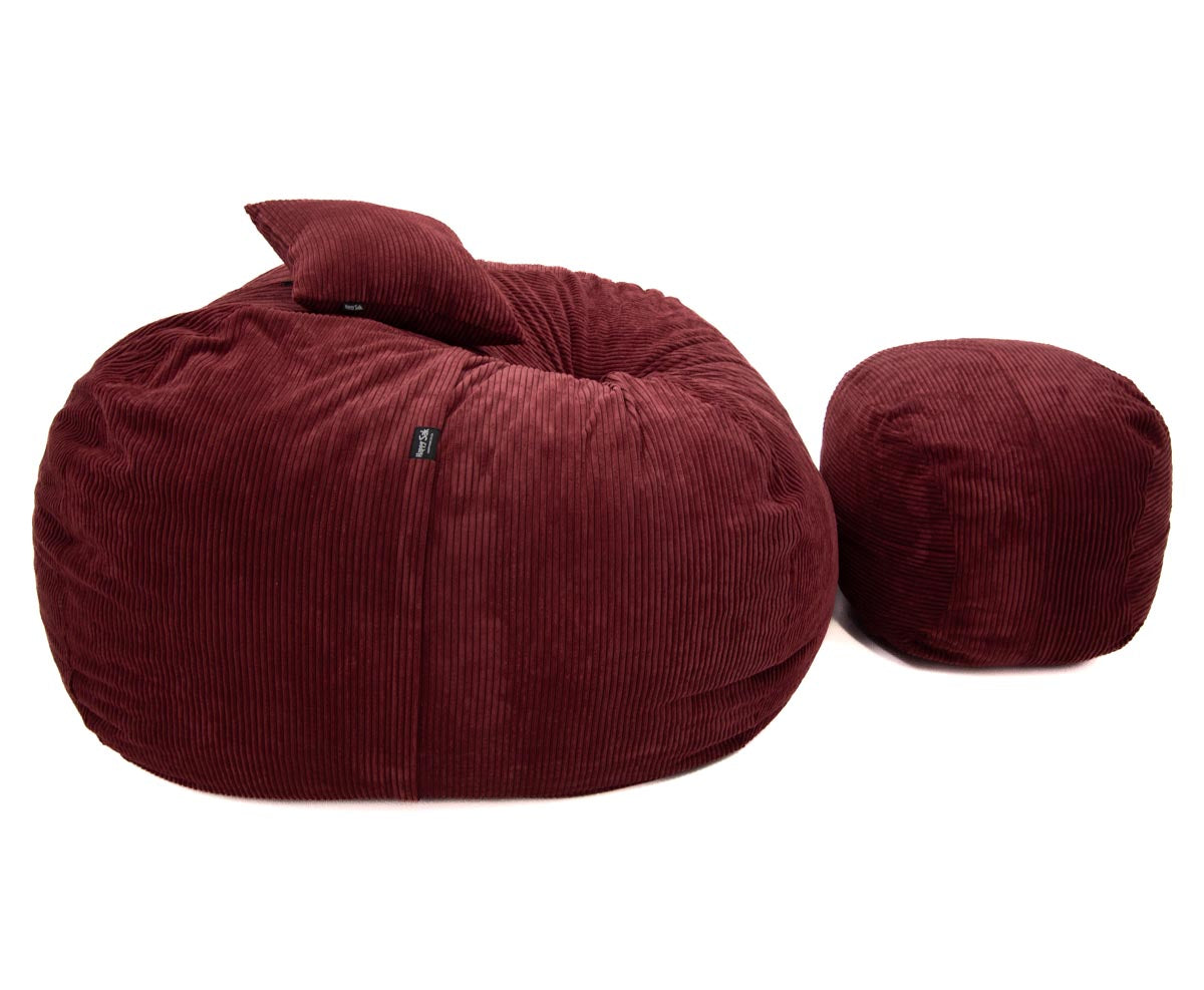 Burgundy Cord XL + Footsak + 2 Scatters