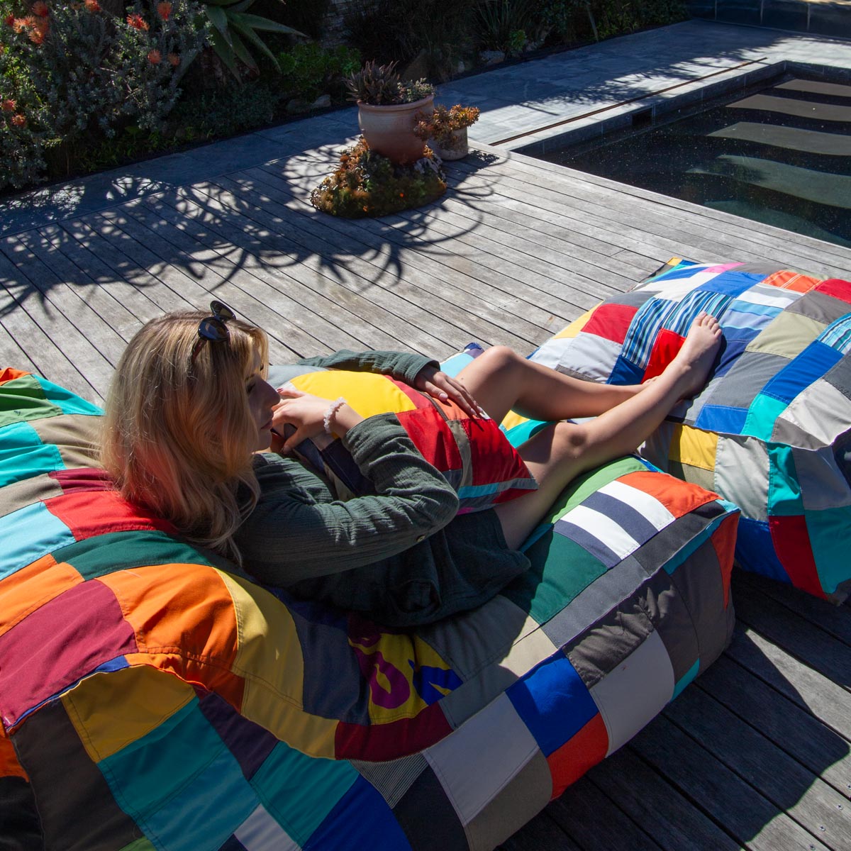 Patchwork Pool Lounger Chair Extra Cover