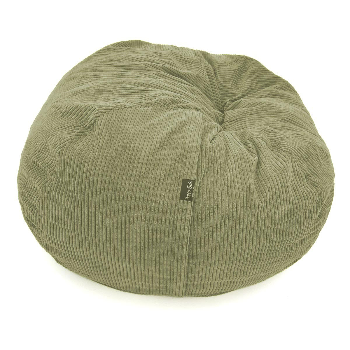Green bean bag chair with a visible brand logo on a white background
