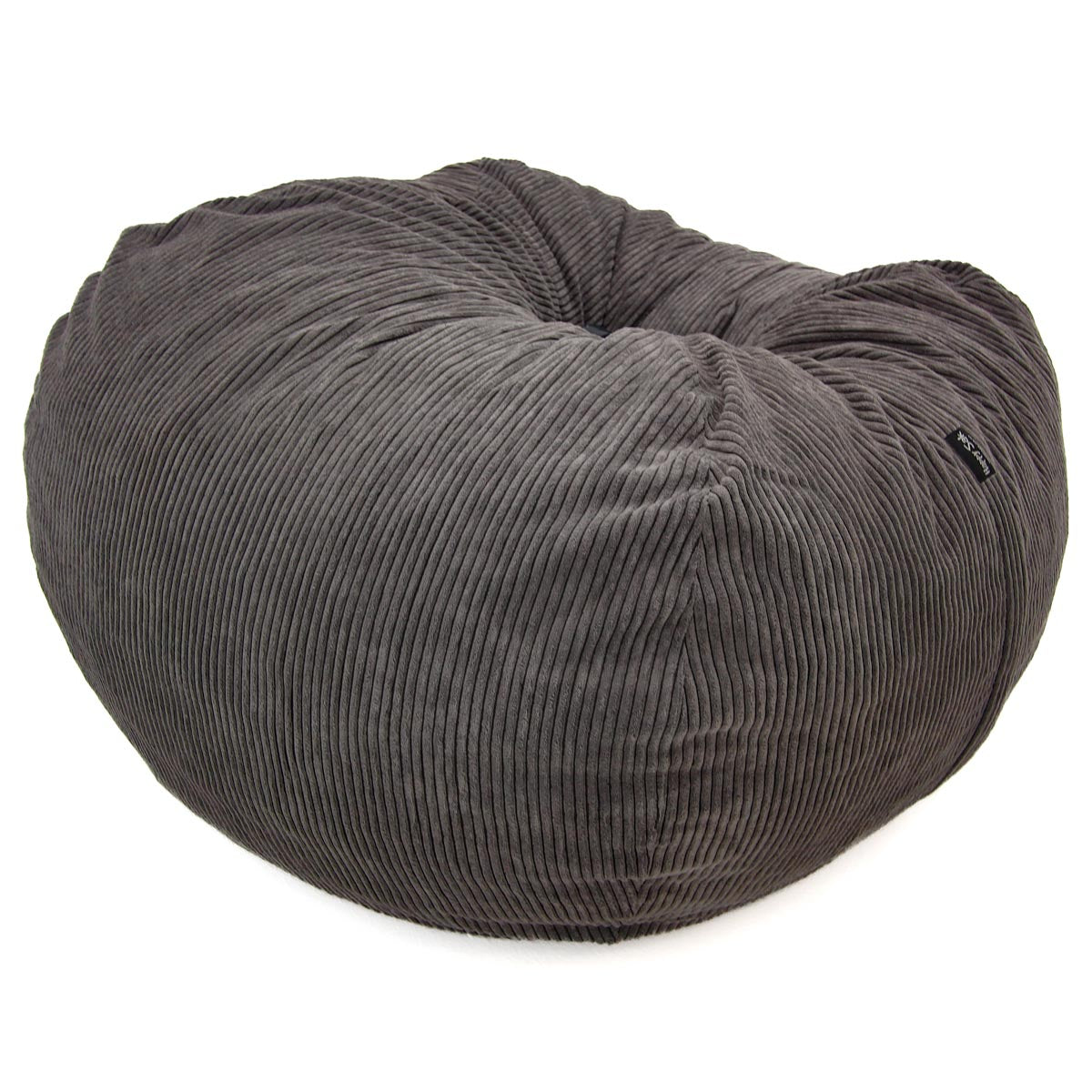 Gray corduroy bean bag on a white background