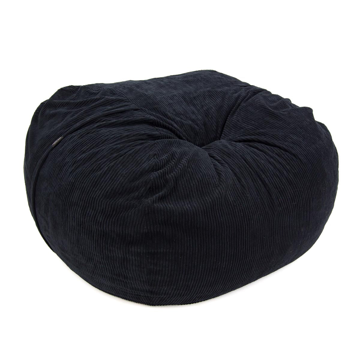 Black bean bag chair on a white background