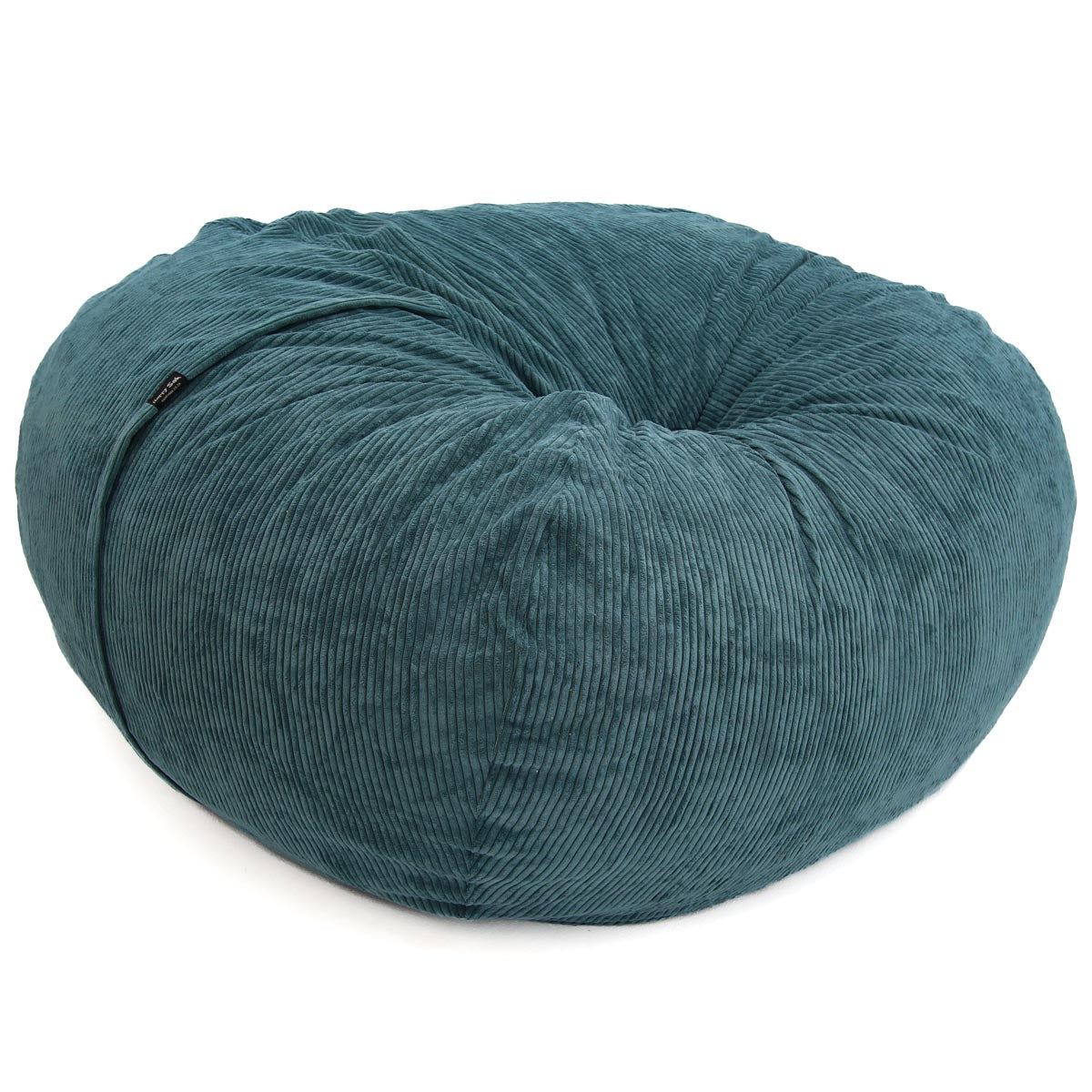 Teal bean bag chair on a white background