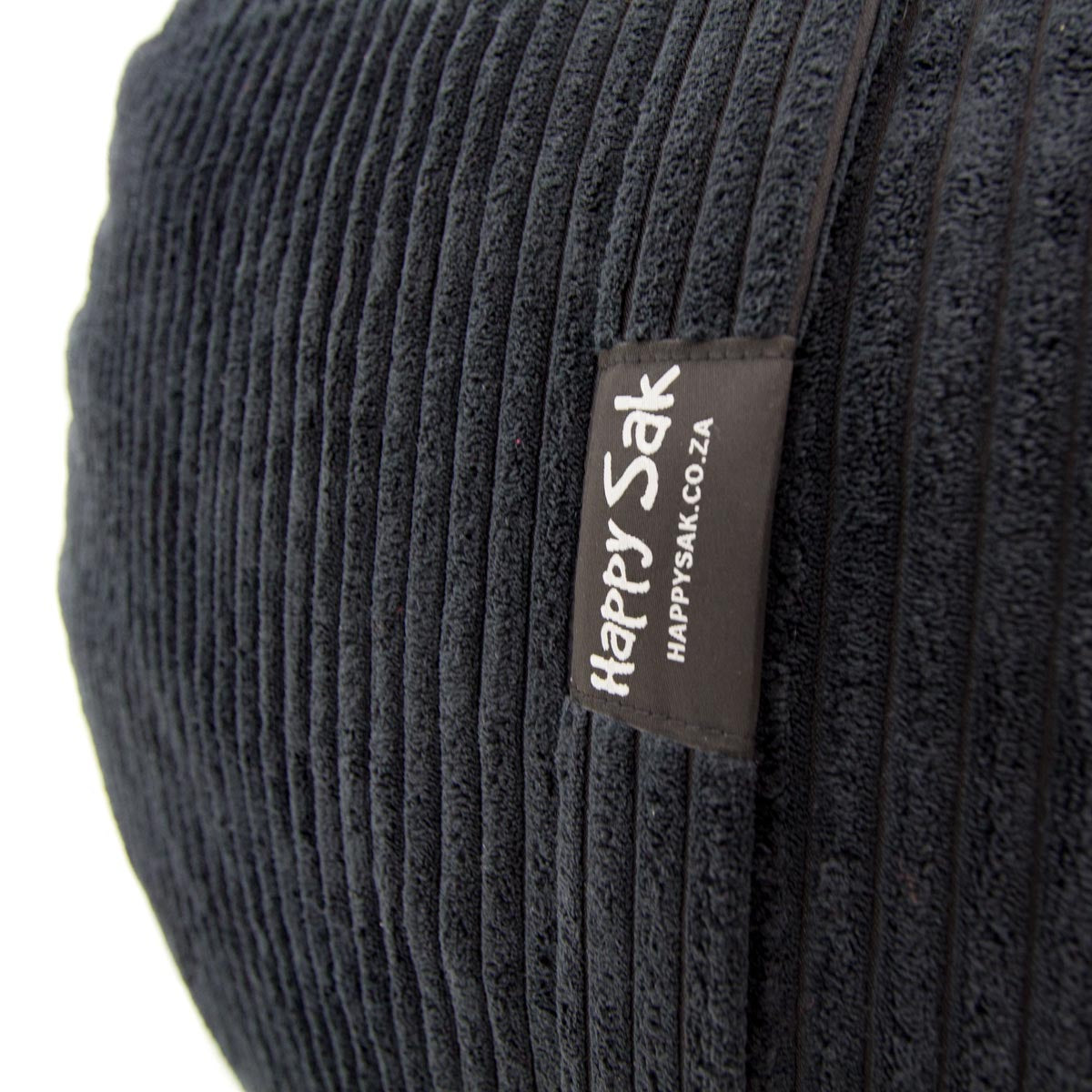 Black textured bag with 'Happy Sak' label on a white background