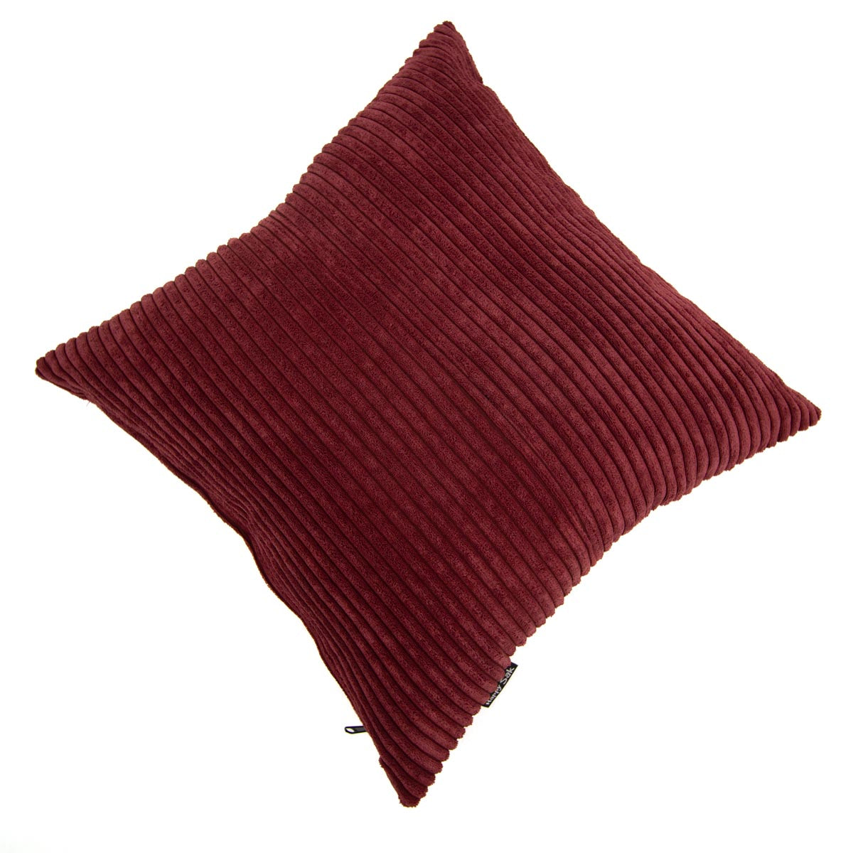 Red cushion with a ribbed texture on a white background