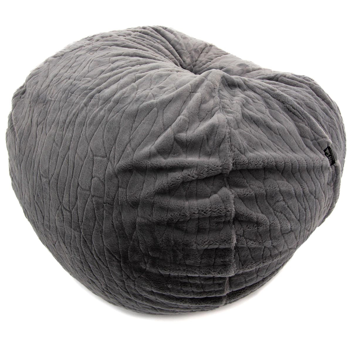 Textured gray bean bag chair on a white background