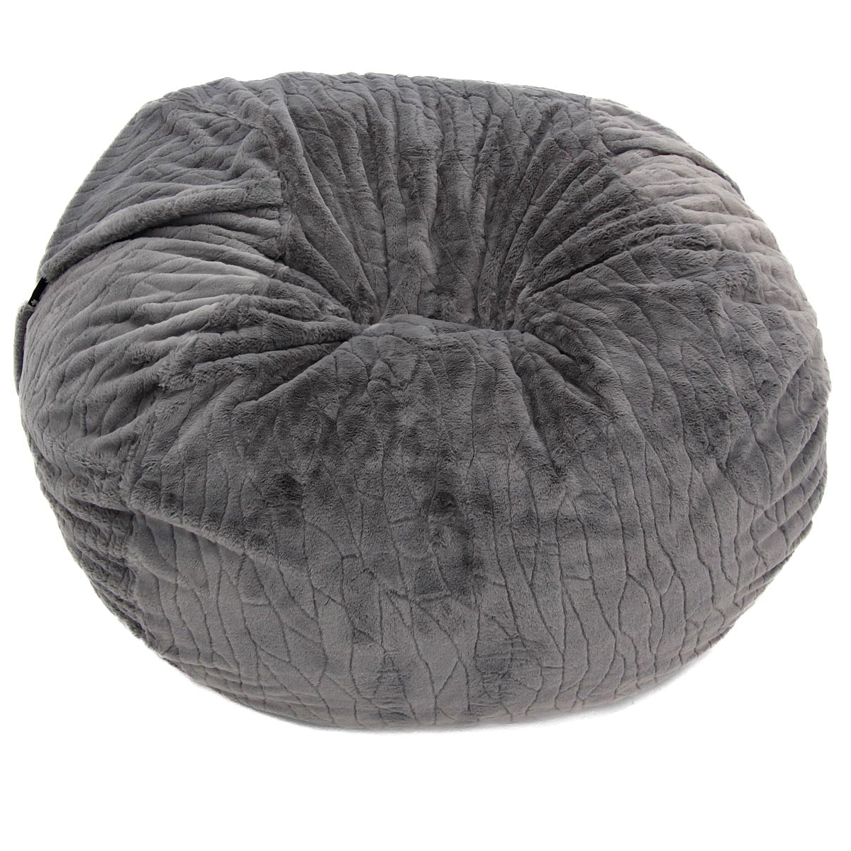 Gray textured bean bag chair on a white background