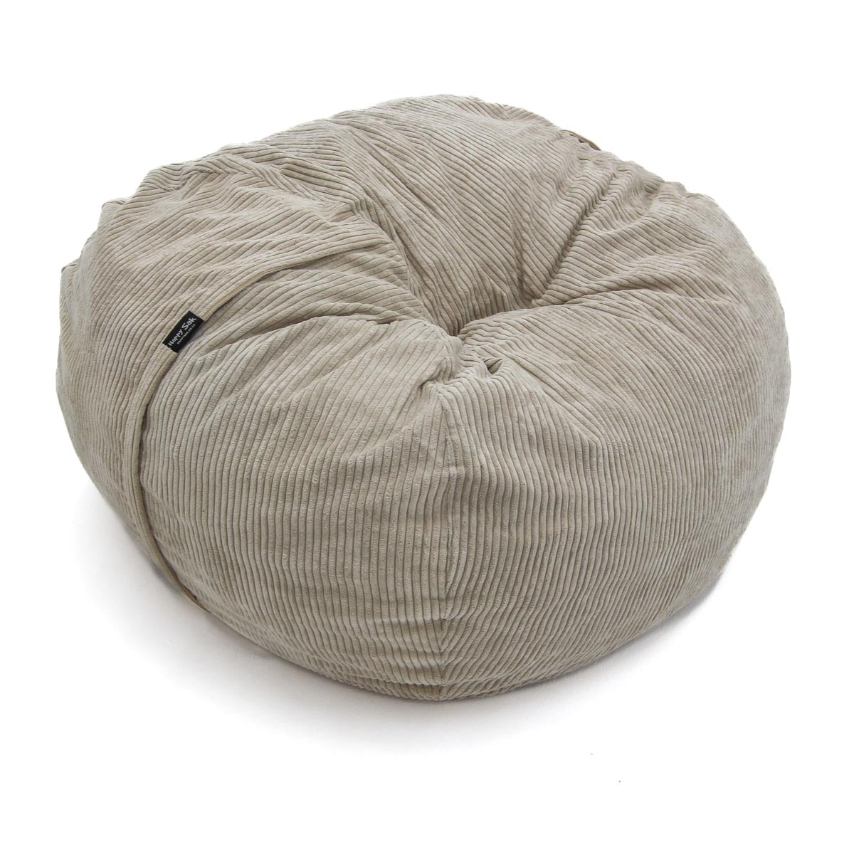 Beige bean bag chair on a white background