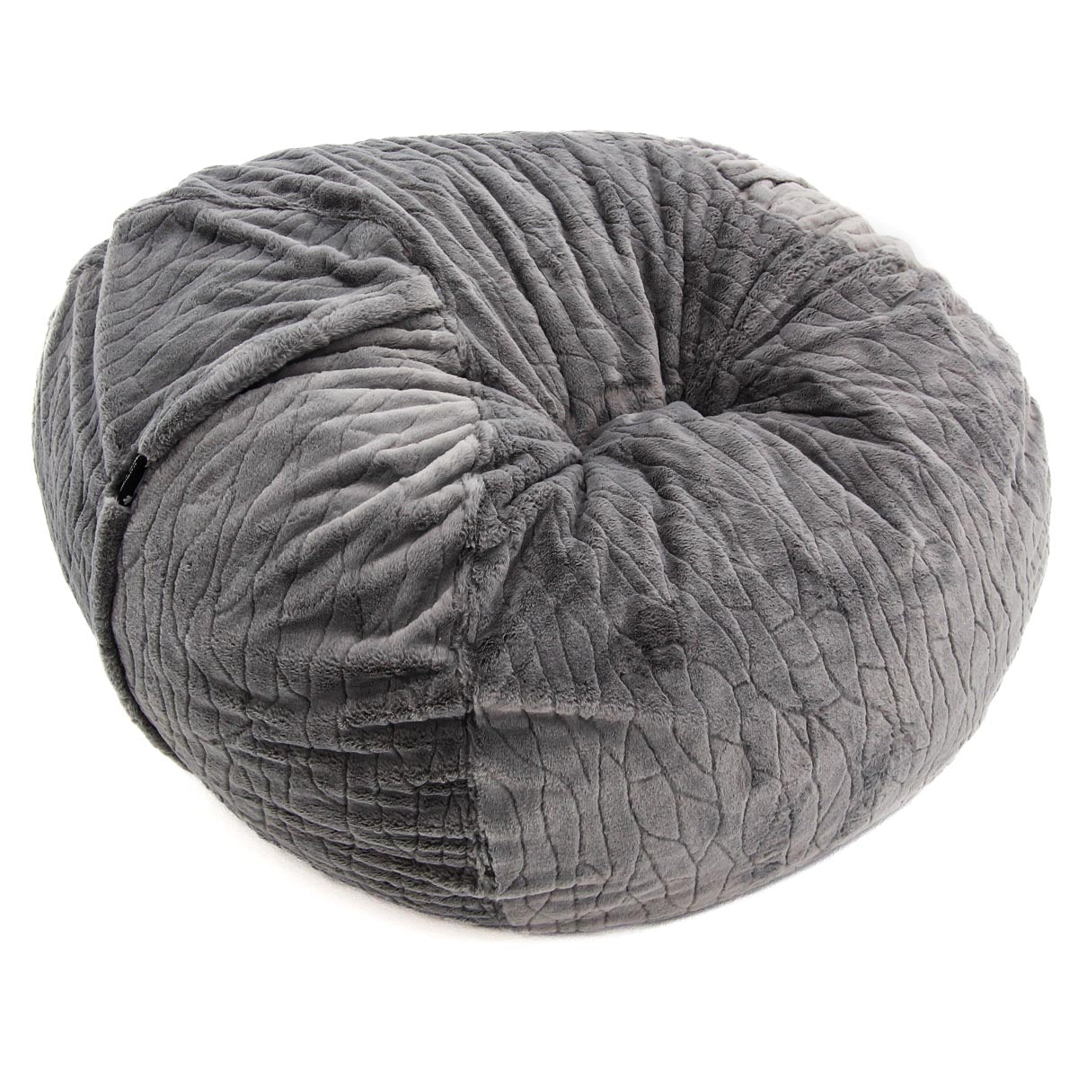 light grey faux fur beanbag
