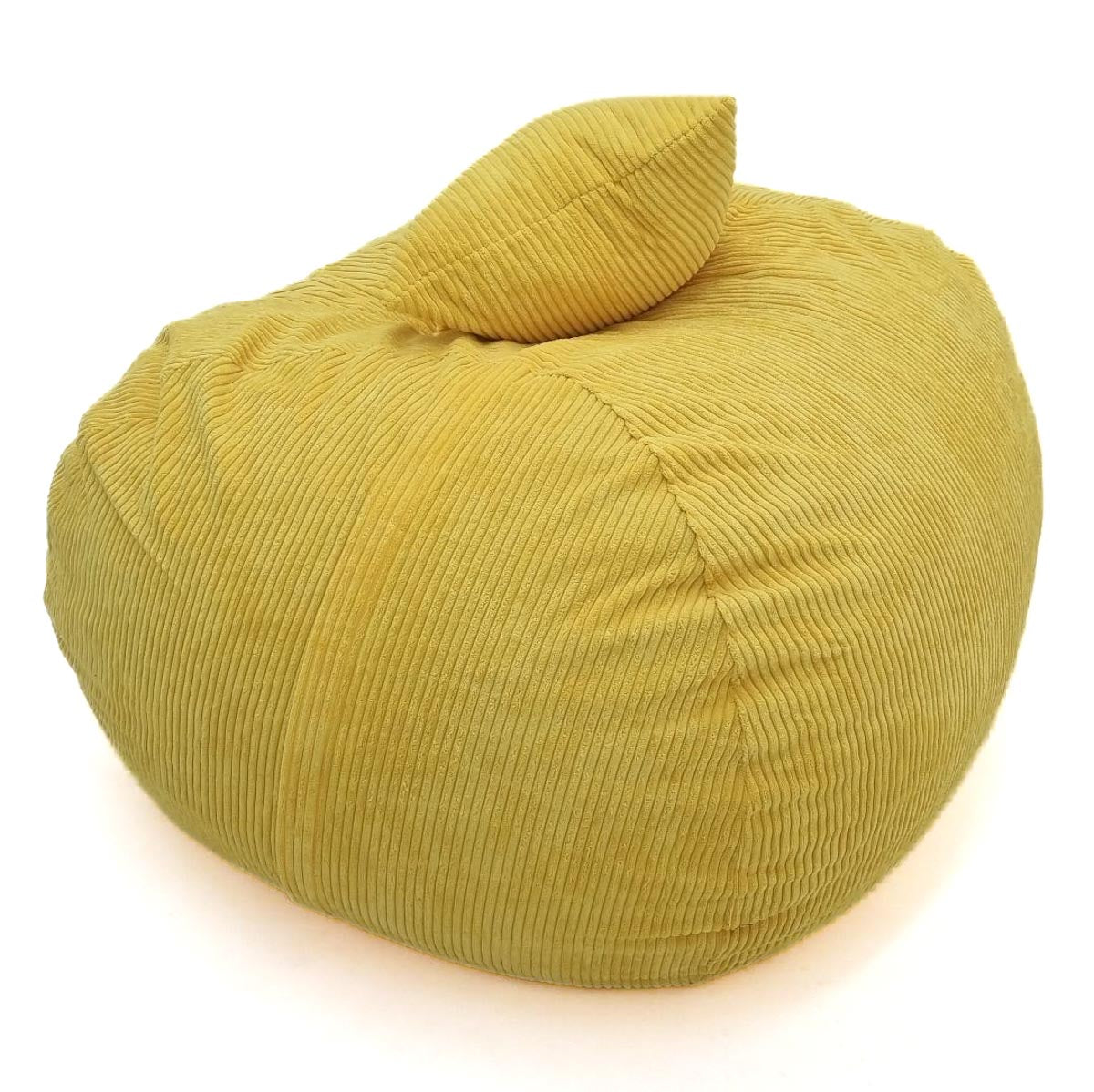 Yellow bean bag chair on a white background