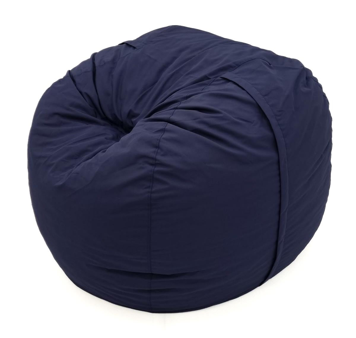 Navy blue bean bag chair on a white background