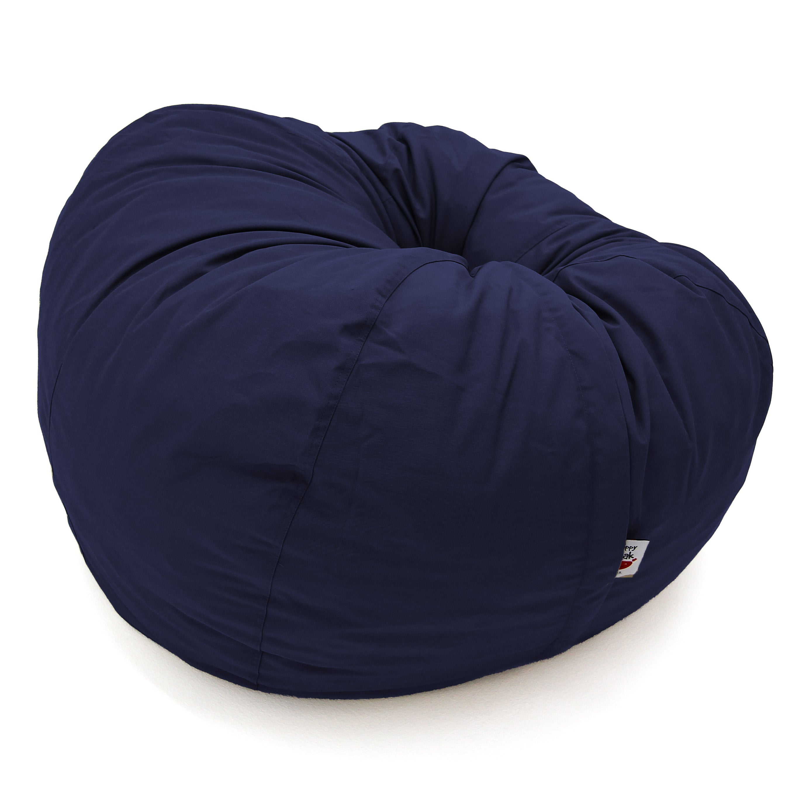 Navy blue bean bag chair on a white background