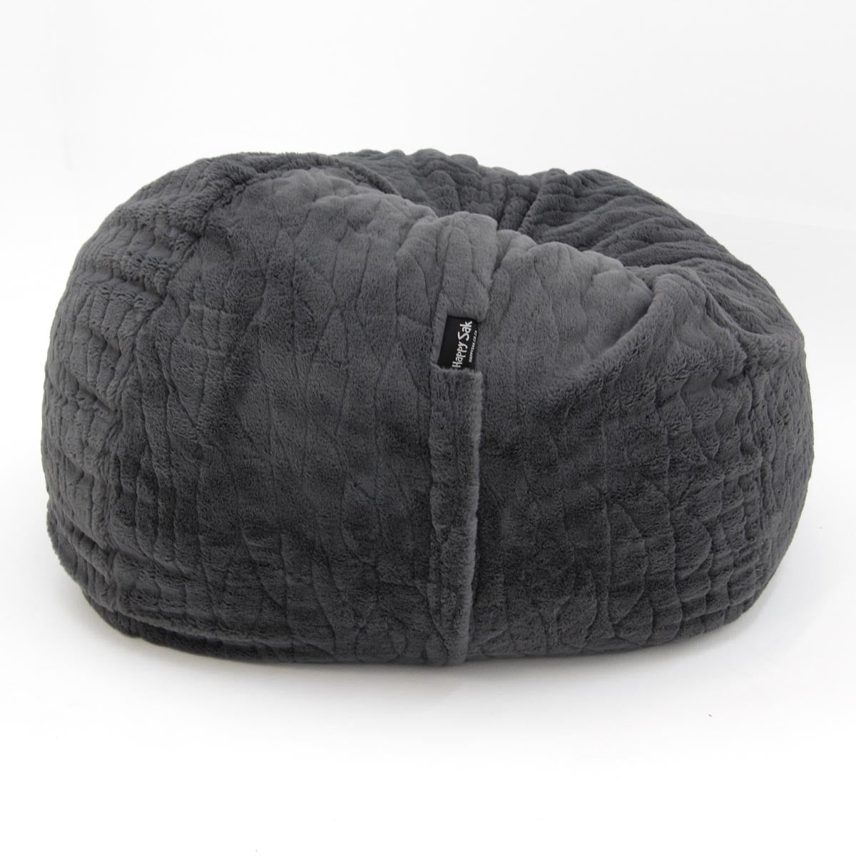 Gray textured bean bag chair on a white background