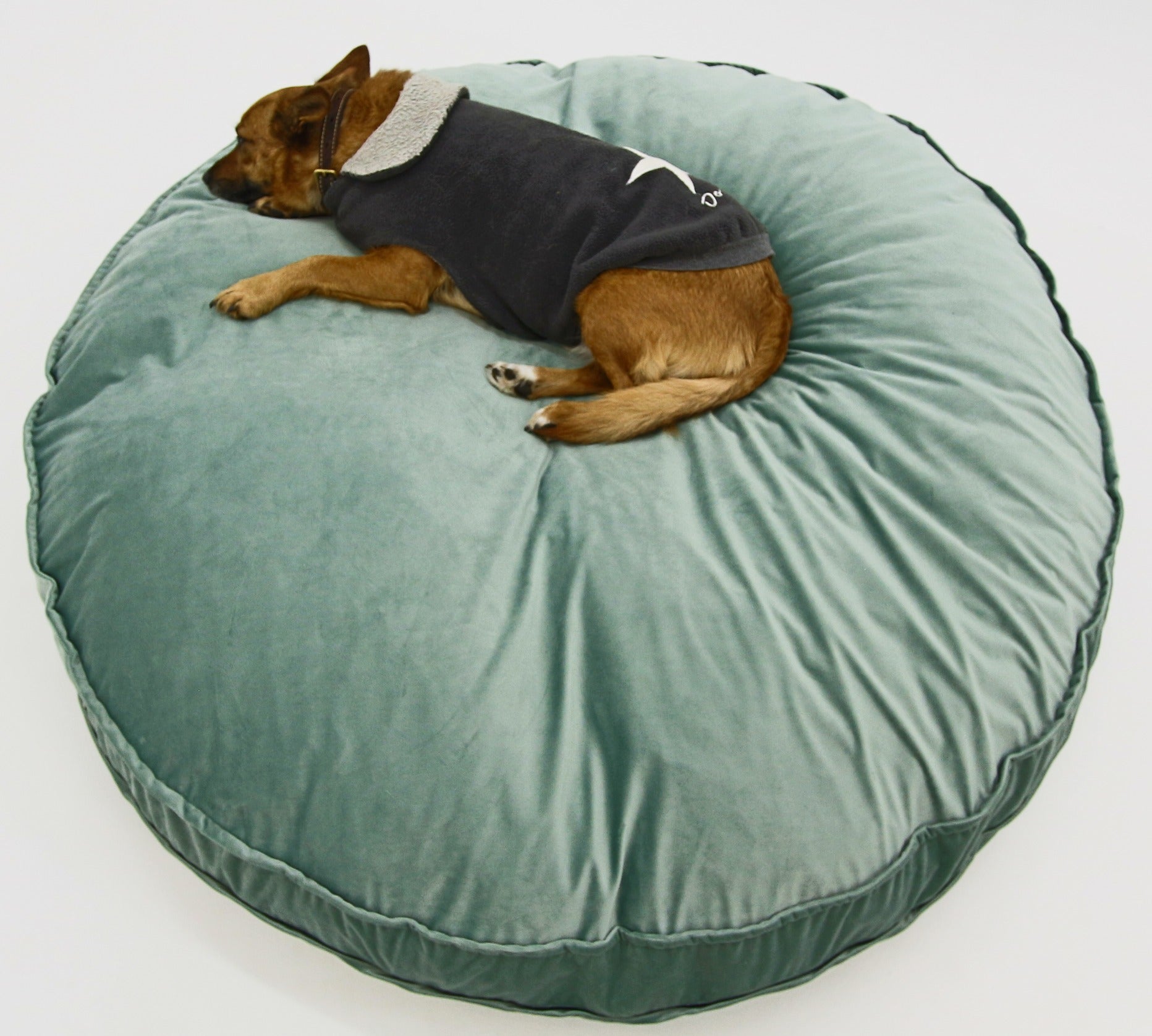 Dog Bed Round Green Velvet Covers